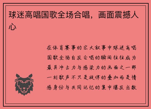 球迷高唱国歌全场合唱，画面震撼人心